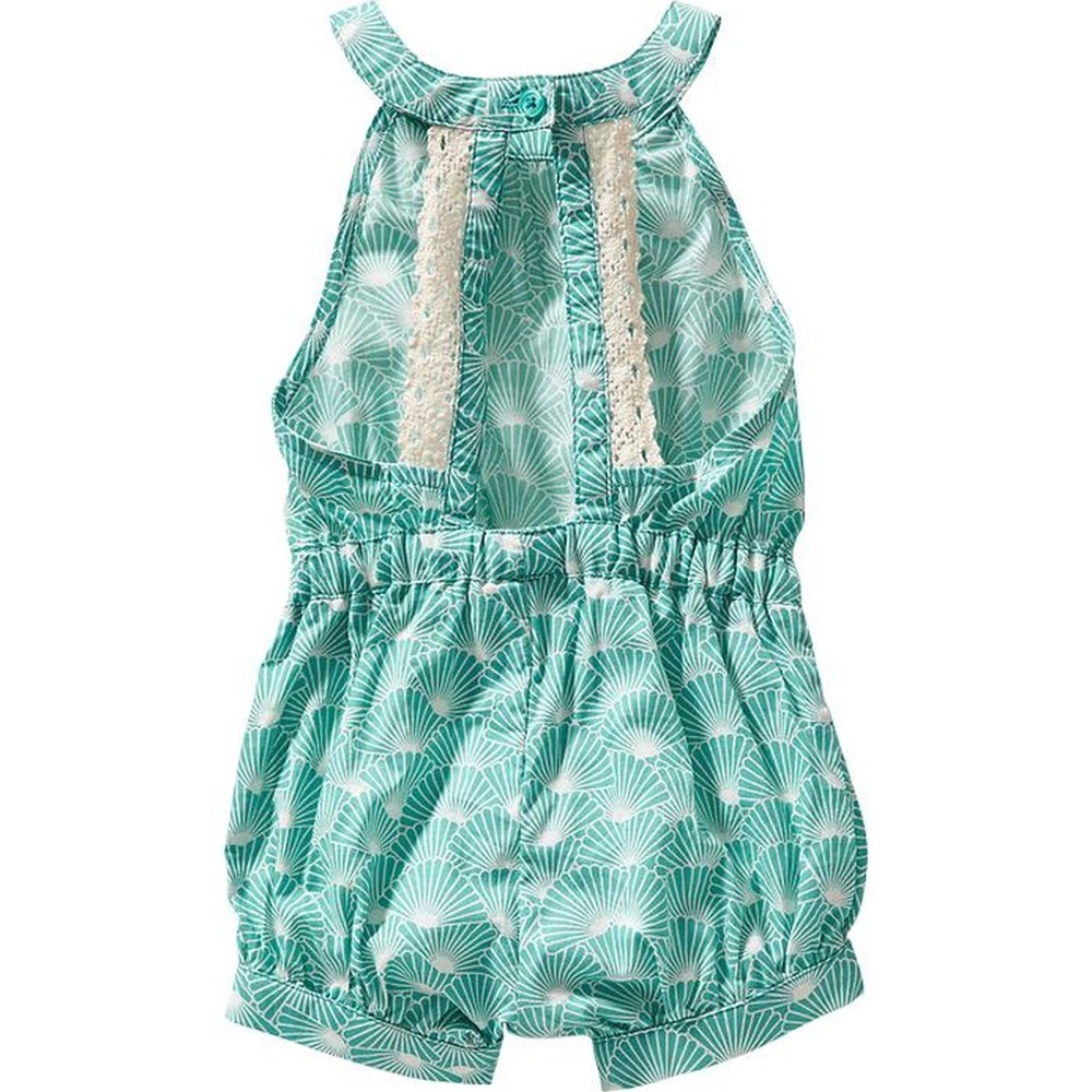 Old Navy turquoise seashell lace back romper new - Picture 2 of 3
